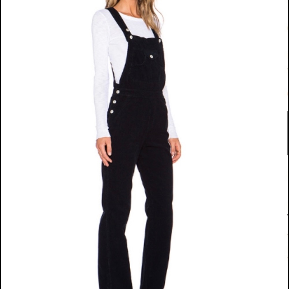 AG black corduroy overalls